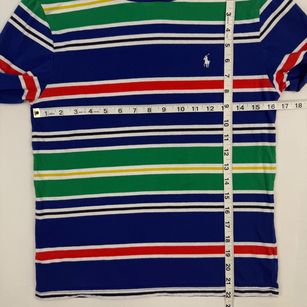 Polo Ralph Lauren Kids Large 14-16 Striped Hooded Long Sleeve T-Shirt Blue Green - Picture 5 of 5